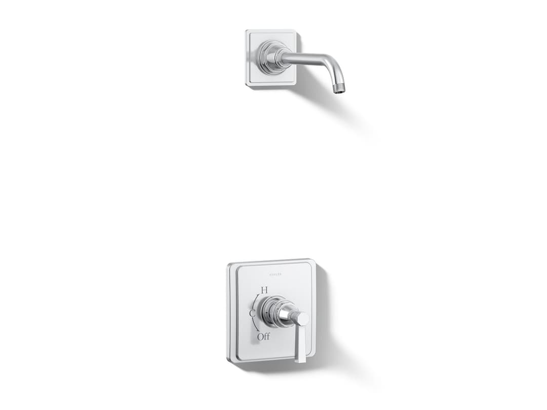 Kohler Pinstripe Pure Rite-Temp shower trim kit with lever handle, without showerhead - Polished Chrome by Kohler