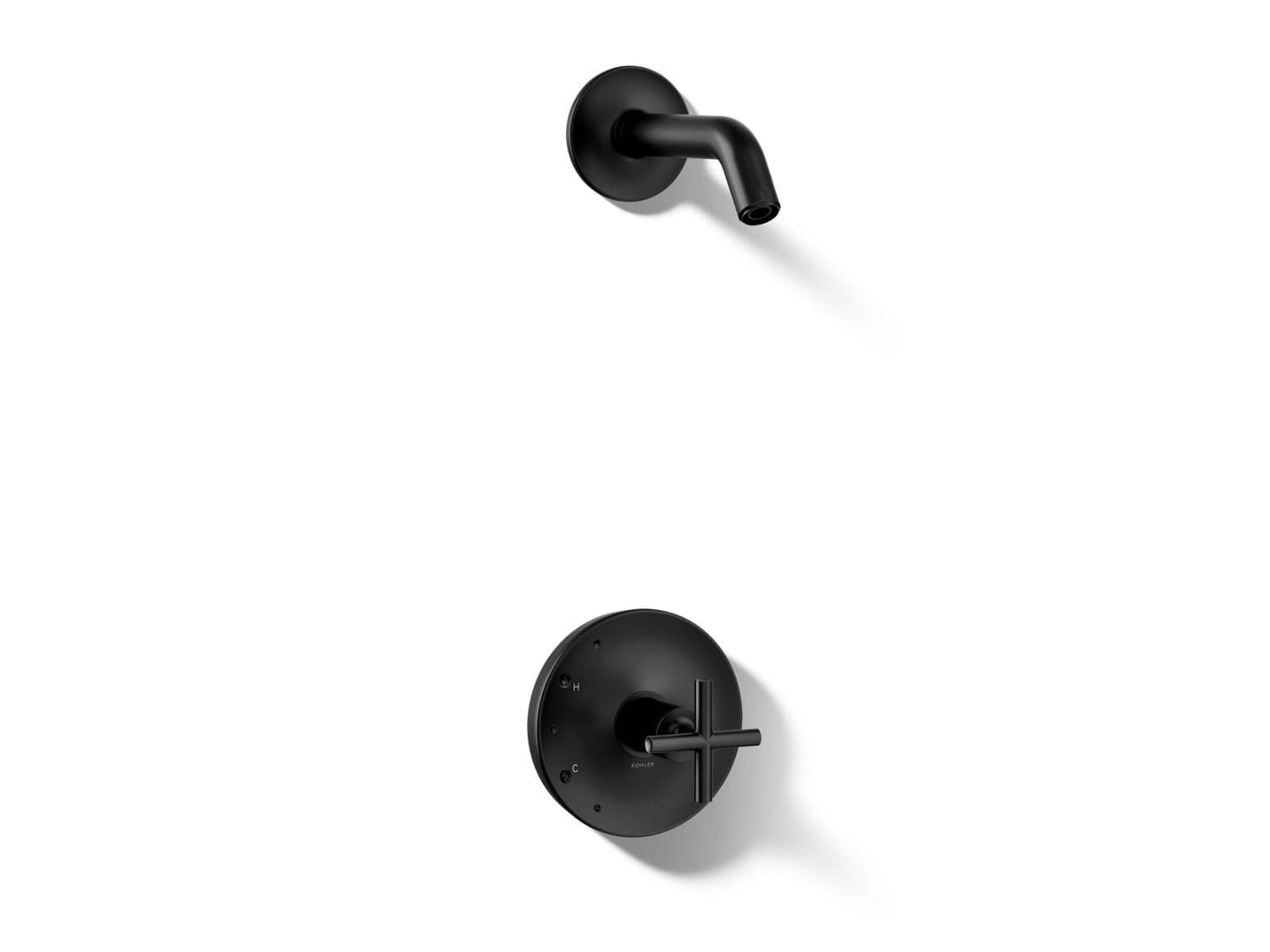 Kohler Purist Rite-Temp shower trim kit with cross handle, without showerhead - Matte Black by Kohler