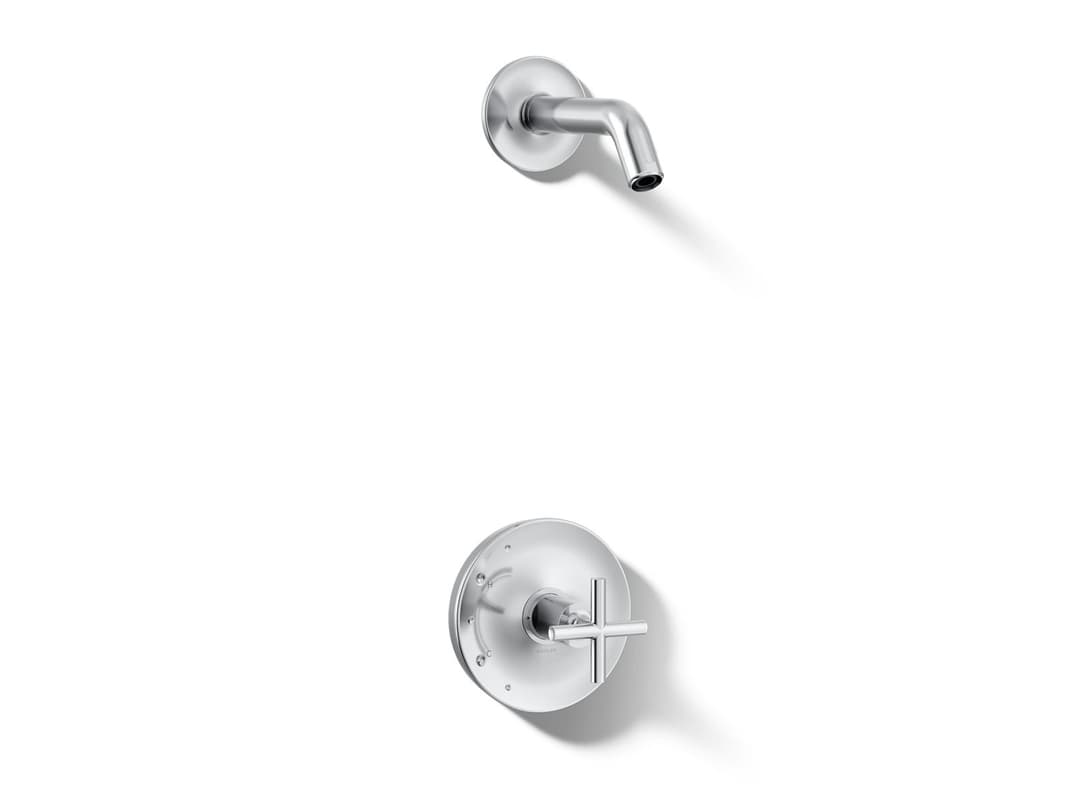 Kohler Purist Rite-Temp shower trim kit with cross handle, without showerhead - Polished Chrome by Kohler