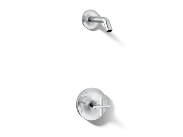 Kohler Purist Rite-Temp shower trim kit with cross handle, without showerhead - Polished Chrome