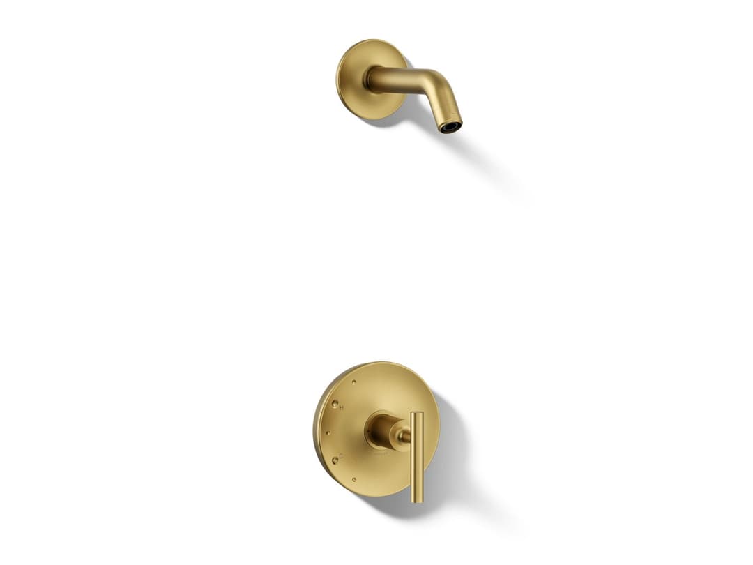 Kohler Purist Rite-Temp shower trim kit with lever handle, without showerhead - Vibrant Brushed Moderne Brass by Kohler