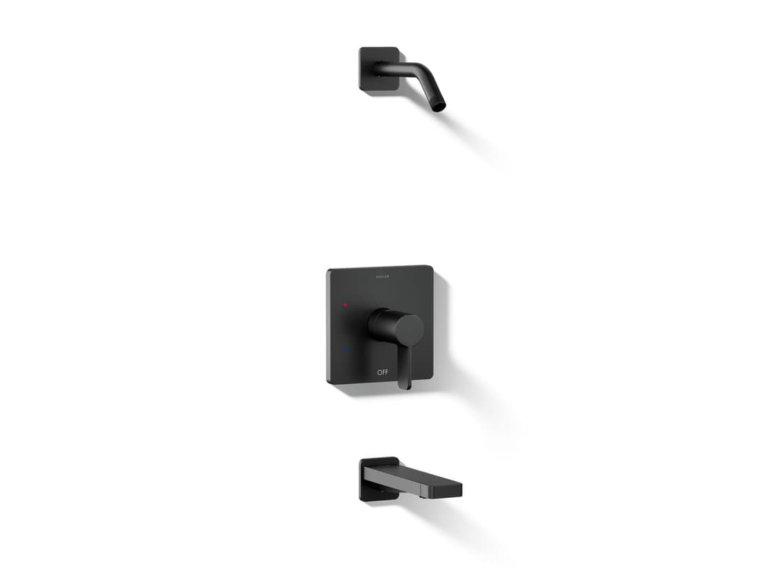 Kohler Parallel Rite-Temp bath and shower trim kit, without showerhead - Matte Black by Kohler