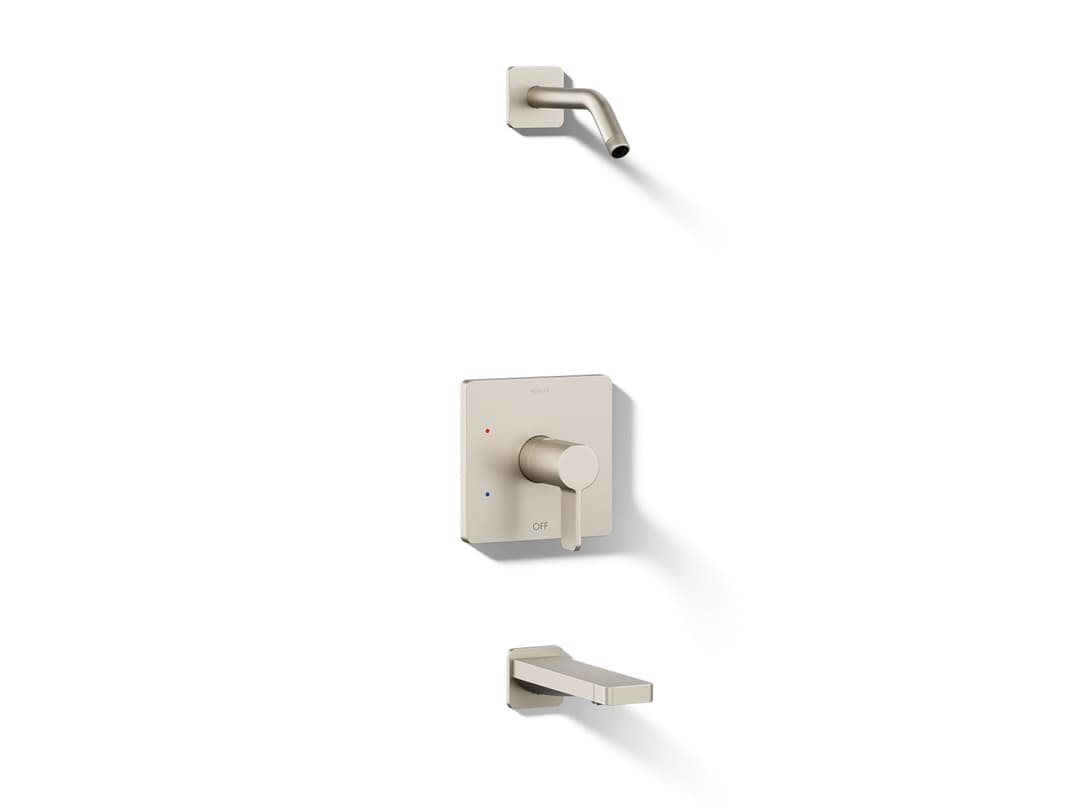 Kohler Parallel Rite-Temp bath and shower trim kit, without showerhead - Vibrant Brushed Nickel by Kohler