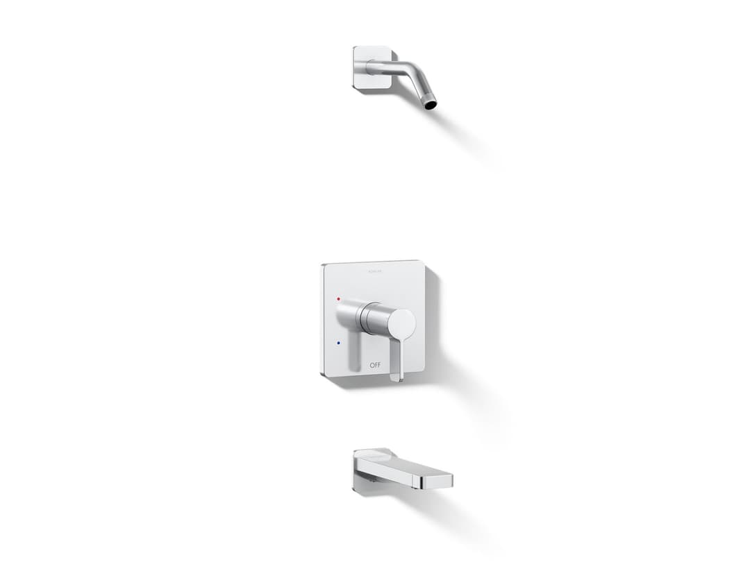 Kohler Parallel Rite-Temp bath and shower trim kit, without showerhead - Polished Chrome by Kohler