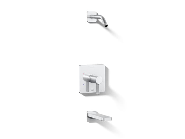 Kohler Parallel Rite-Temp bath and shower trim kit, without showerhead - Polished Chrome