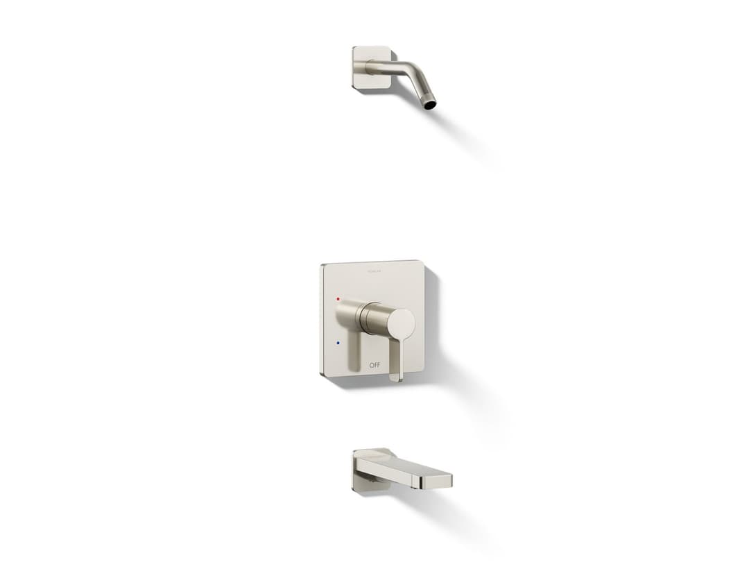 Kohler Parallel Rite-Temp bath and shower trim kit, without showerhead - Vibrant Polished Nickel by Kohler