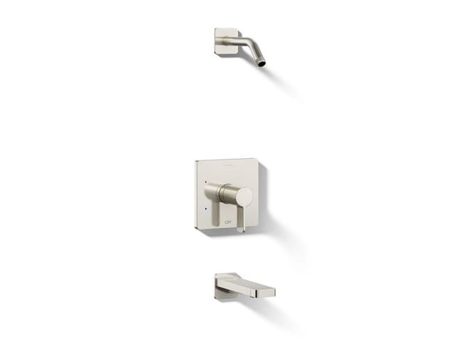 Kohler Parallel Rite-Temp bath and shower trim kit, without showerhead - Vibrant Polished Nickel