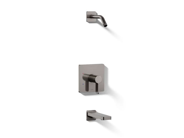 Kohler Parallel Rite-Temp bath and shower trim kit, without showerhead - Vibrant Titanium