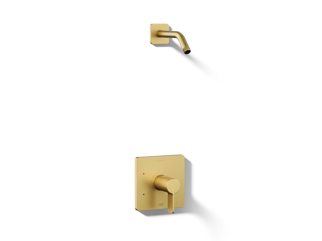 Kohler Parallel Rite-Temp shower trim kit, without showerhead - Vibrant Brushed Moderne Brass by Kohler
