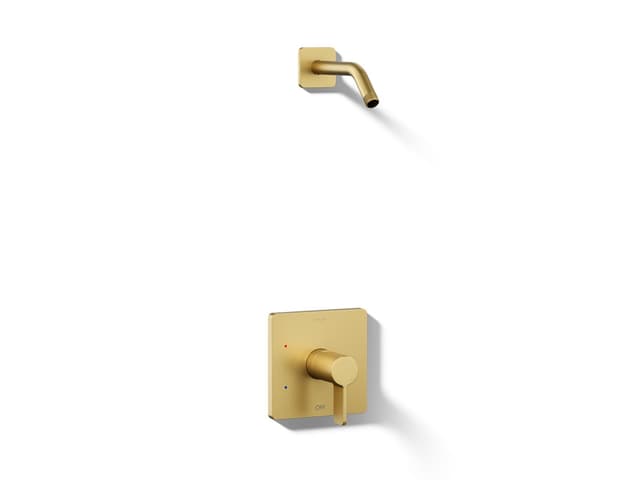 Kohler Parallel Rite-Temp shower trim kit, without showerhead - Vibrant Brushed Moderne Brass