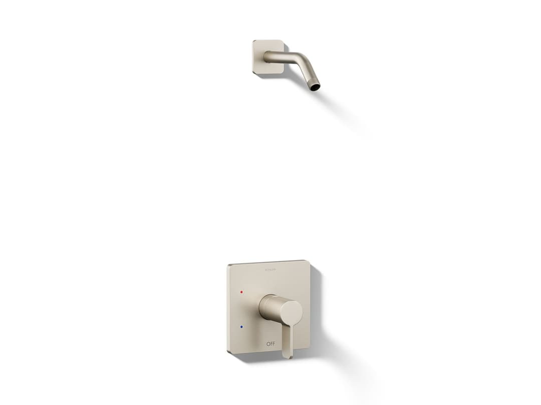 Kohler Parallel Rite-Temp shower trim kit, without showerhead - Vibrant Brushed Nickel by Kohler