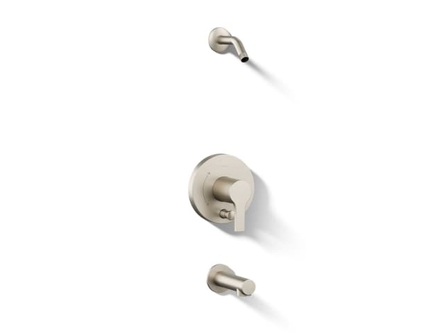 Kohler Elate Rite-Temp Bath And Shower Trim Kit With Push-Button Diverter Without Showerhead - Vibrant Brushed Nickel