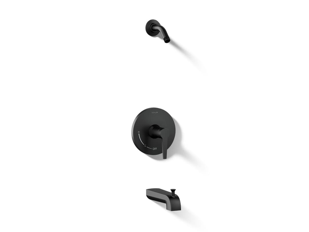 Kohler Pitch Rite-Temp bath and shower trim kit, without showerhead - Matte Black by Kohler