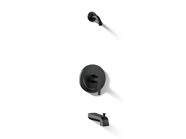 Kohler Pitch Rite-Temp bath and shower trim kit, without showerhead - Matte Black