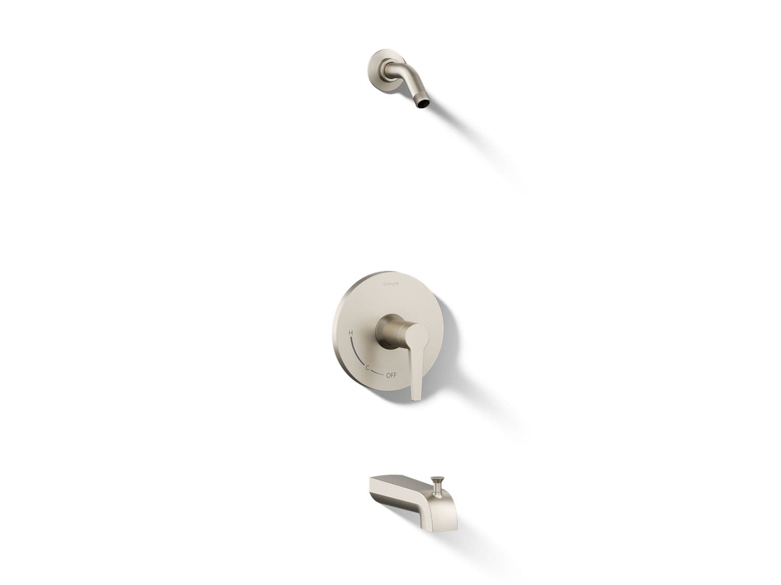 Kohler Pitch Rite-Temp bath and shower trim kit, without showerhead - Vibrant Brushed Nickel by Kohler