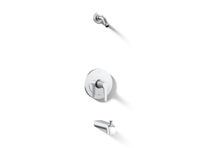Kohler Pitch Rite-Temp bath and shower trim kit, without showerhead - Polished Chrome