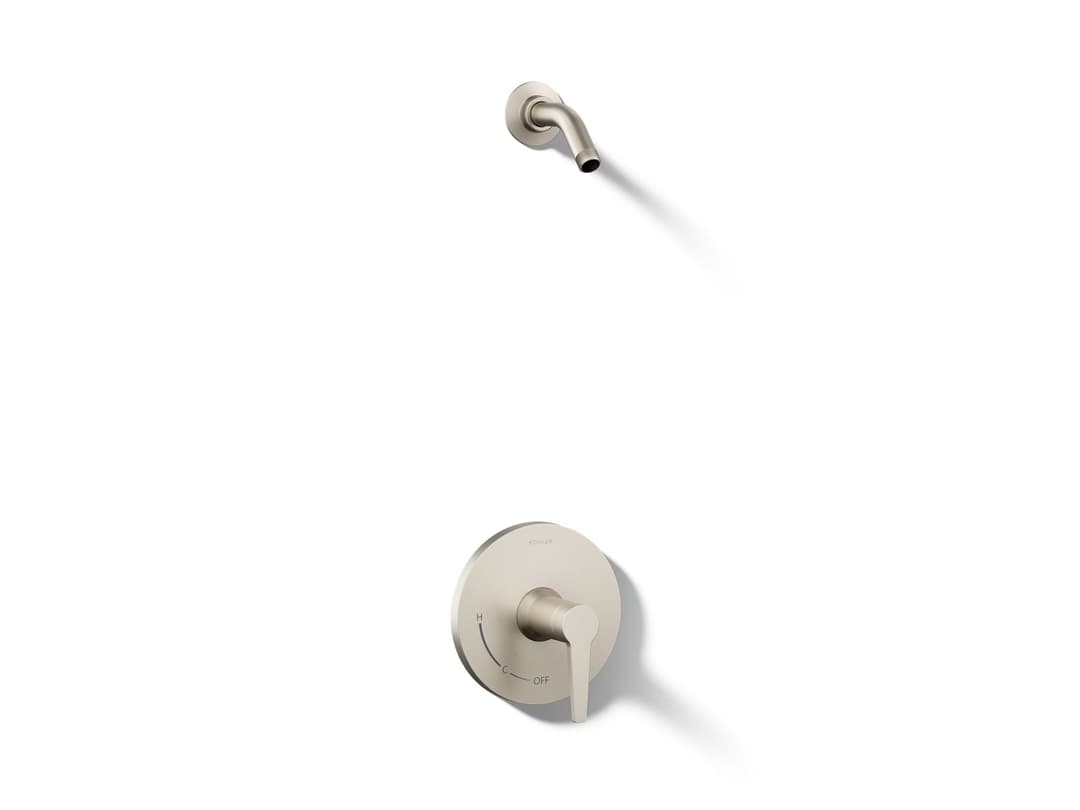 Kohler Pitch Rite-Temp shower trim kit, without showerhead - Vibrant Brushed Nickel by Kohler