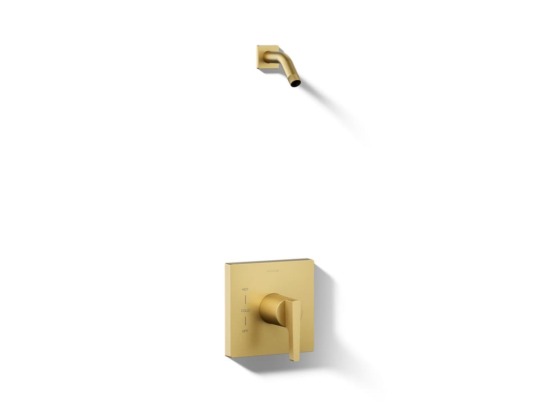 Kohler Honesty Rite-Temp shower trim kit, without showerhead - Vibrant Brushed Moderne Brass by Kohler