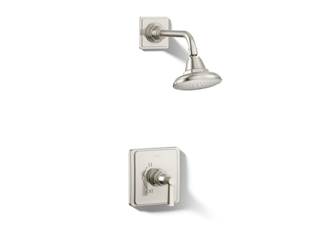 Kohler Pinstripe Pure Rite-Temp shower trim kit with lever handle, 2.5 gpm - Vibrant Polished Nickel