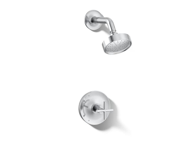 Kohler Purist Rite-Temp shower trim kit with cross handle, 1.75 gpm - Polished Chrome
