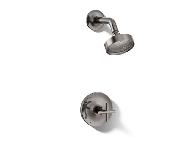 Kohler Purist Rite-Temp shower trim kit with cross handle, 1.75 gpm - Vibrant Titanium