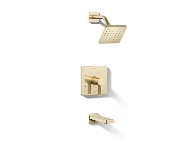 Kohler Parallel Rite-Temp bath and shower trim kit, 1.75 gpm - Vibrant French Gold