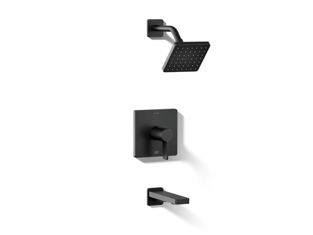 Kohler Parallel Rite-Temp bath and shower trim kit, 1.75 gpm - Matte Black by Kohler