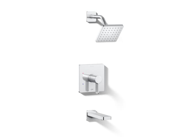 Kohler Parallel Rite-Temp bath and shower trim kit, 1.75 gpm - Polished Chrome