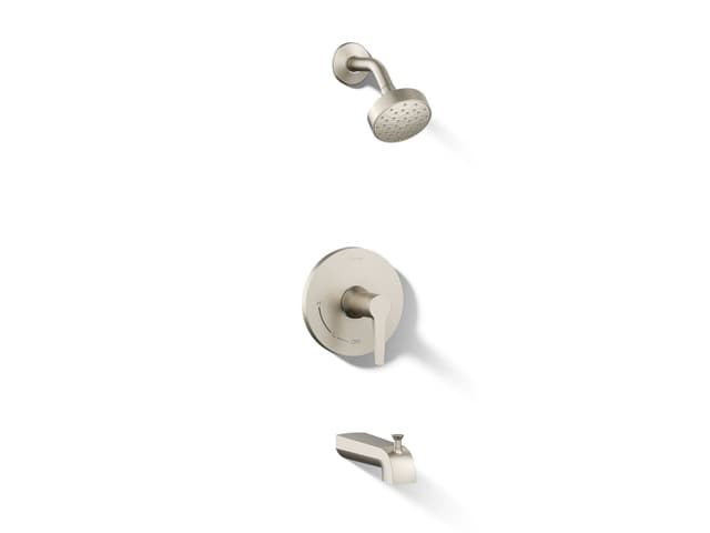 Kohler Pitch Rite-Temp bath and shower trim kit, 1.75 gpm - Vibrant Brushed Nickel