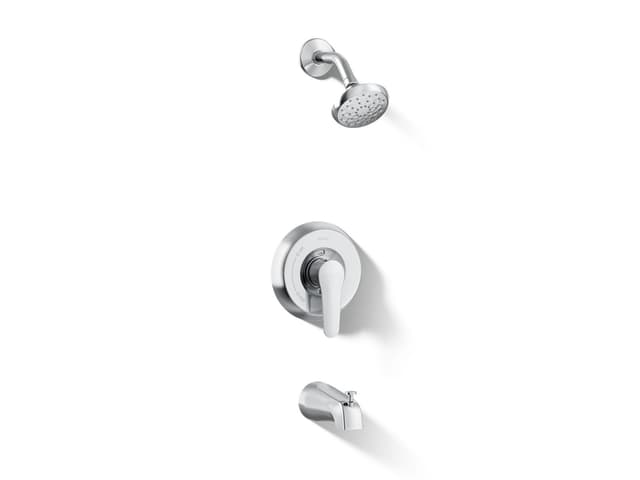 Kohler July Rite-temp Bath And Shower Trim with Lever Handle, Slip-fit Spout And 1.75 Gpm Showerhead - Polished Chrome