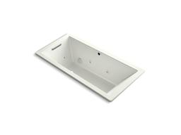 Kohler Underscore Rectangle 66'' x 32'' Heated BubbleMassageE air bath with whirlpool, end drain - Dune - image 1