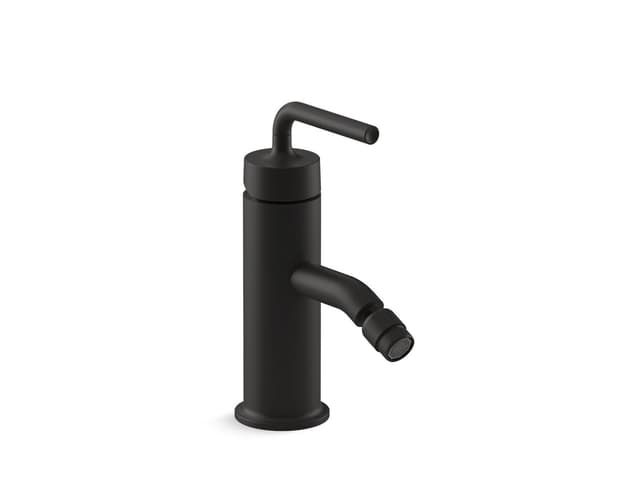 Kohler Purist Horizontal swivel spray aerator bidet faucet with straight lever handle - Matte Black