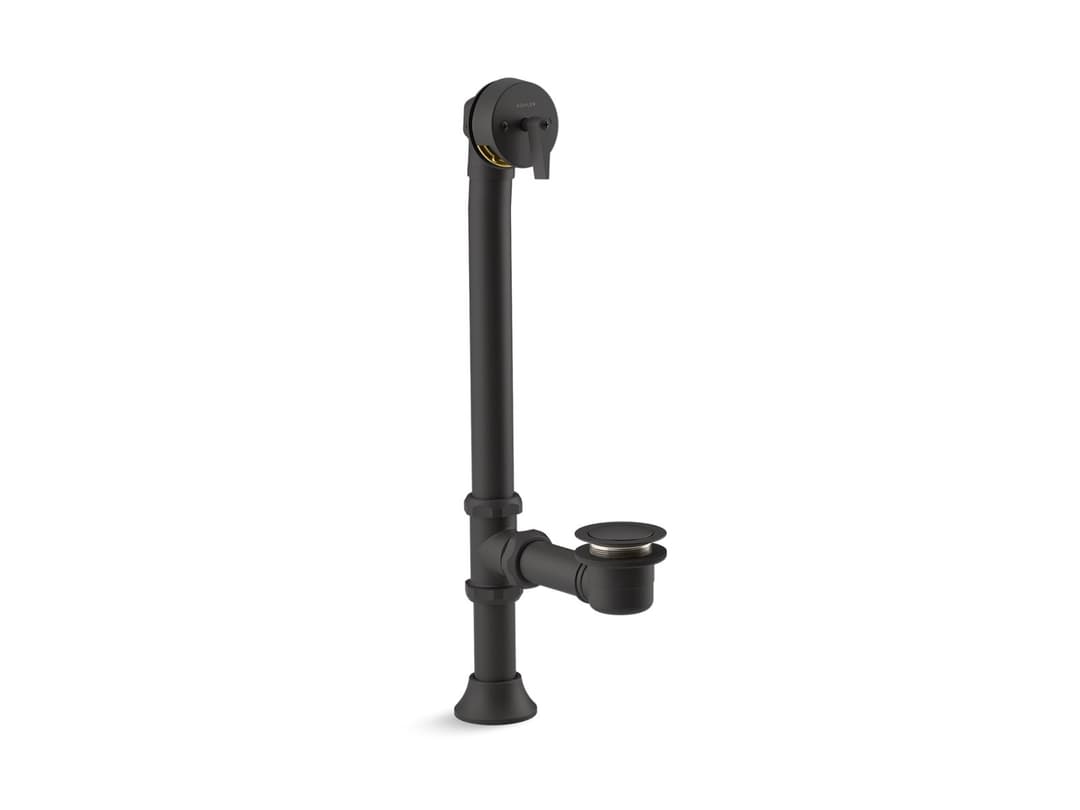 Kohler Iron Works Decorative 1-1/2'' adjustable pop-up bath drain for 5' whirlpool with tailpiece - Matte Black by Kohler