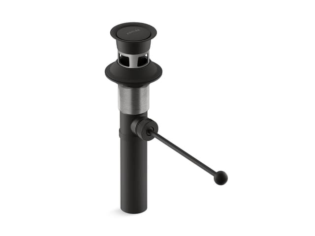 Kohler Premier pop-up drain, exposed, with overflow - Matte Black