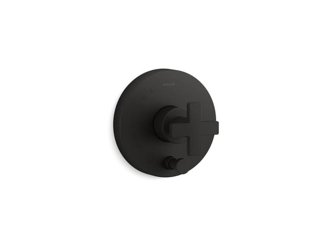 Kohler Composed Rite-Temp valve trim with push-button diverter and cross handle - Matte Black