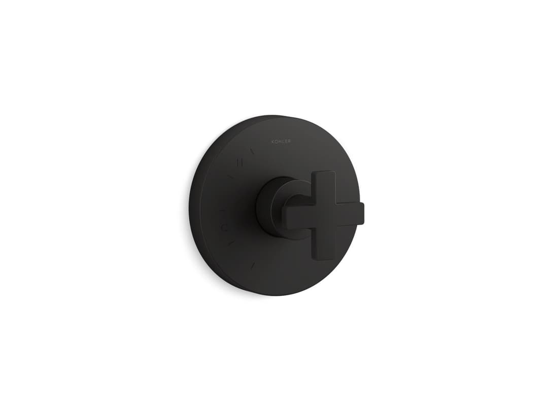 Kohler Composed Rite-Temp valve trim with cross handle - Matte Black by Kohler