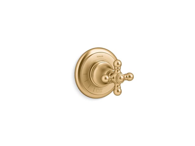 Kohler Artifacts MasterShower volume control valve trim with cross handle - Vibrant Brushed Moderne Brass