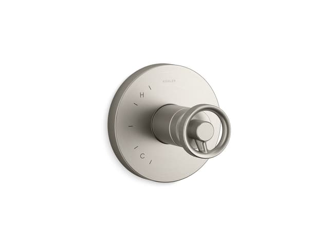 Kohler Components Rite-Temp valve trim with Industrial handle - Vibrant Brushed Nickel