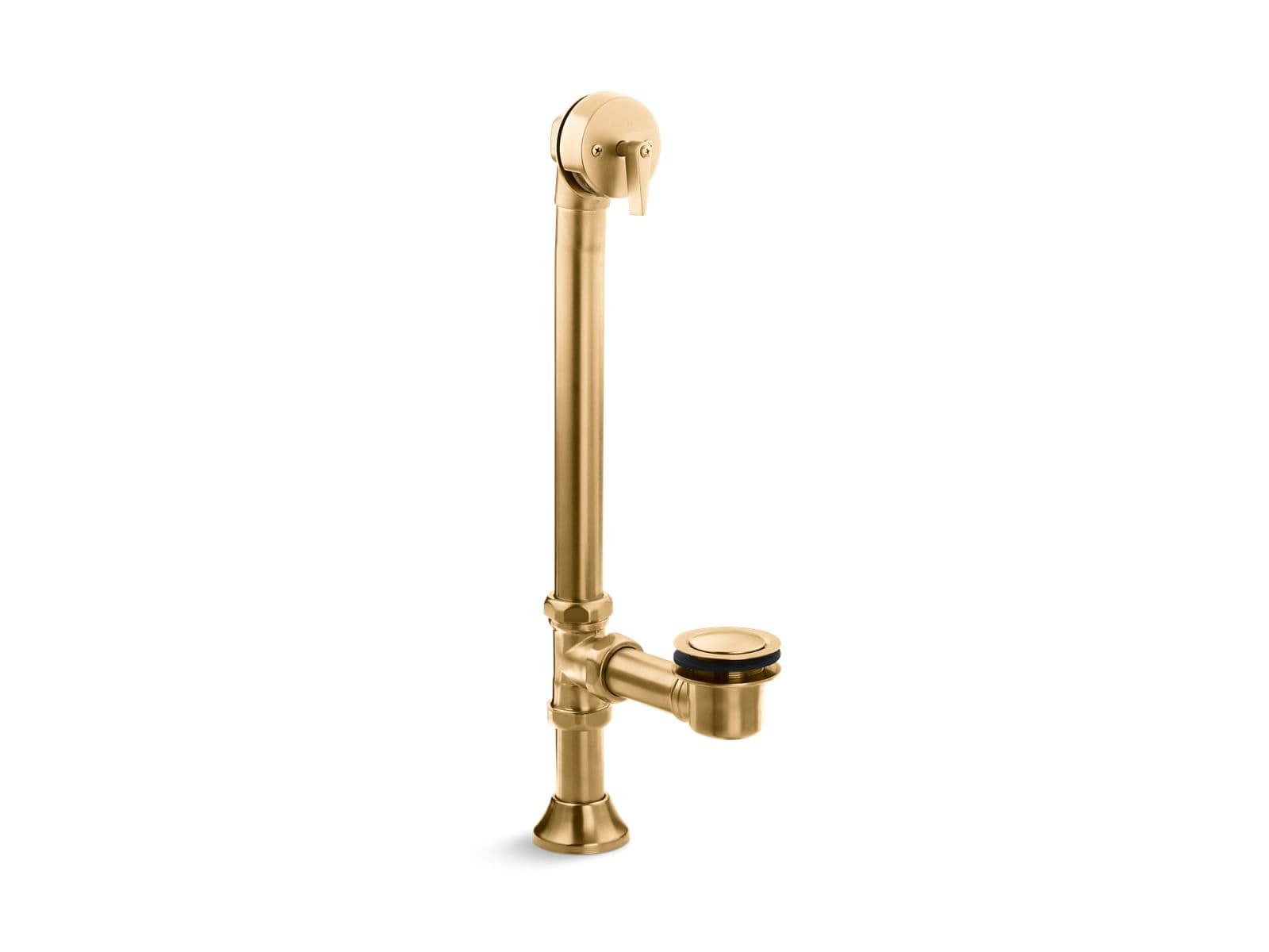 Kohler Iron Works Decorative 1-1/2'' adjustable pop-up bath drain for 5' whirlpool with tailpiece - Vibrant Brushed Moderne Brass by Kohler