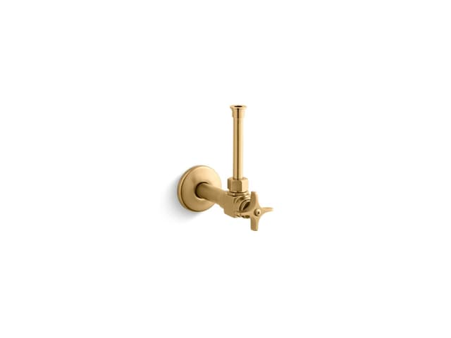 Kohler 1/2'' angle supply with stop, cross handle and rigid vertical tube - Vibrant Brushed Moderne Brass