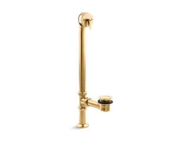 Kohler Artifacts 1-1/2'' pop-up bath drain for above- and through-the-floor freestanding bath installations - Vibrant Brushed Moderne Brass