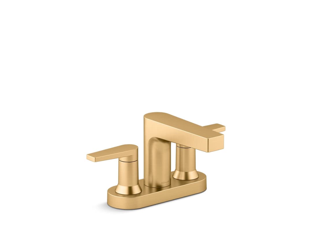 Kohler | Taut | Widespread Bathroom Sink Faucet - Vibrant Brushed Moderne Brass by Kohler