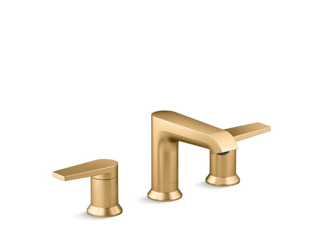 Widespread bathroom sink faucet, 1.2 gpm - Vibrant Brushed Moderne Brass by Kohler