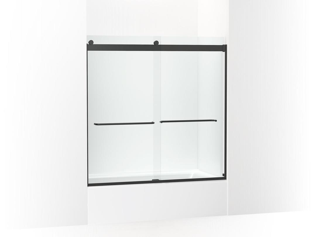 Kohler Levity Sliding bath door, 59-3/4'' H x 56-5/8 - 59-5/8'' W, with 1/4'' thick Crystal Clear glass - Matte Black by Kohler
