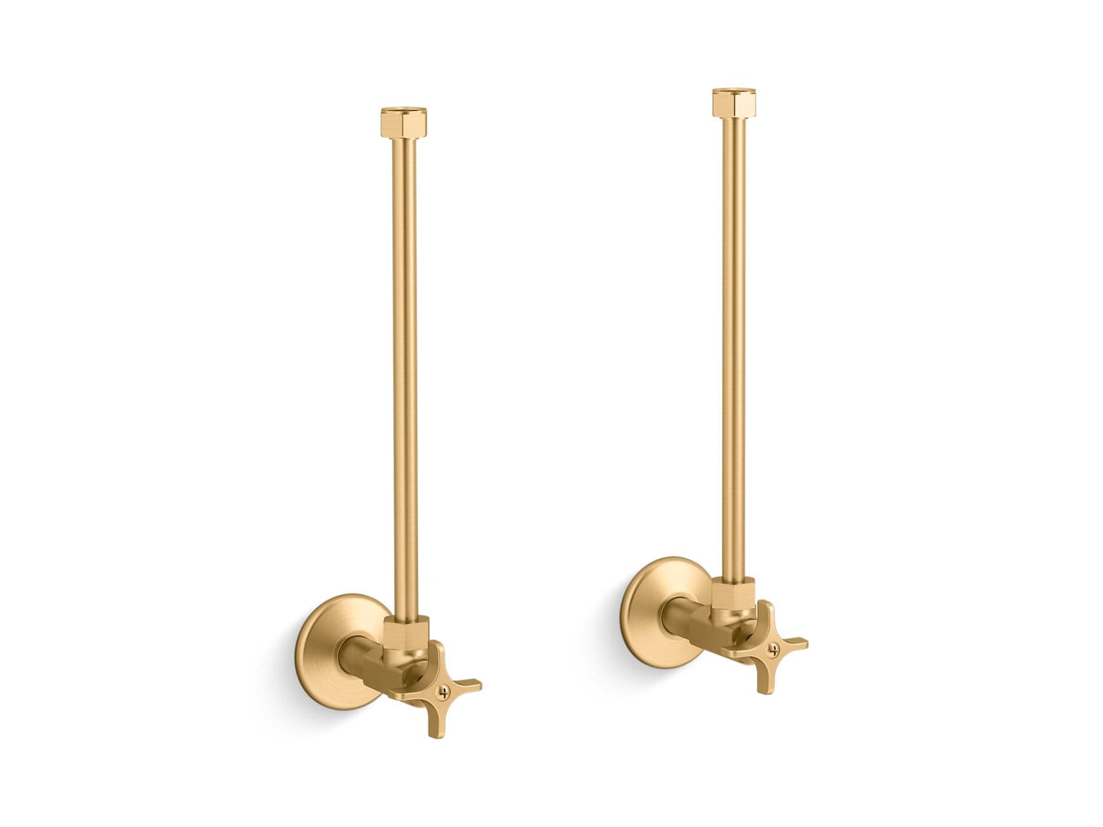 Kohler Pair 1/2'' NPT angle supplies with stop, cross handle and annealed vertical tube - Vibrant Brushed Moderne Brass by Kohler
