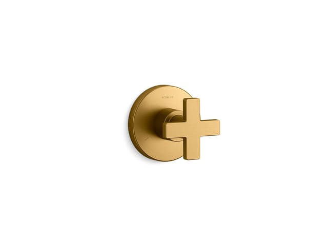 Kohler Composed MasterShower transfer valve trim with cross handle - Vibrant Brushed Moderne Brass