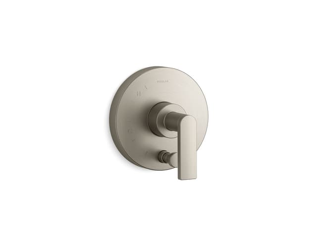 Kohler Composed Rite-Temp valve trim with push-button diverter and lever handle - Vibrant Brushed Nickel