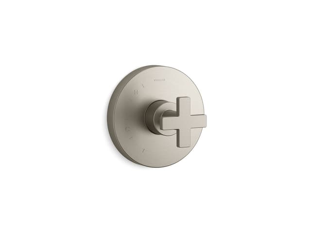 Kohler Composed Rite-Temp valve trim with cross handle - Vibrant Brushed Nickel
