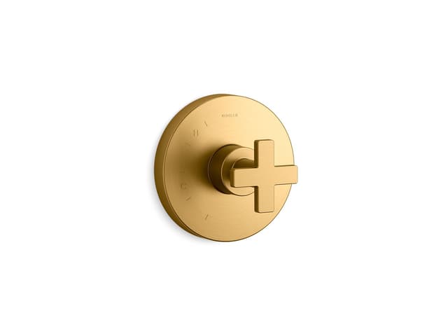 Kohler Composed Rite-Temp valve trim with cross handle - Vibrant Brushed Moderne Brass
