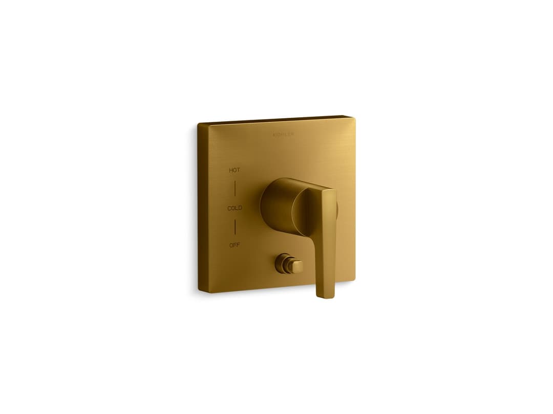 Kohler Honesty Rite-Temp valve trim with push-button diverter - Vibrant Brushed Moderne Brass by Kohler